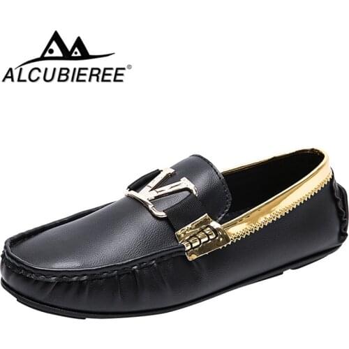 ALCUBIEREE Men Casual Natural Leather Loafers Winter Shoes Genuine Leather Driving Shoes Designer Loafers Mens Moccasins Flats