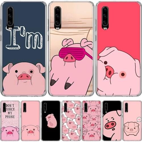 Cute PINK Kawai Pig Phone Case for Huawei P40 P30 P20 Mate 30 20 10 Pro P10 Lite P Smart Z + 2019 Gift Coque Cover Capa