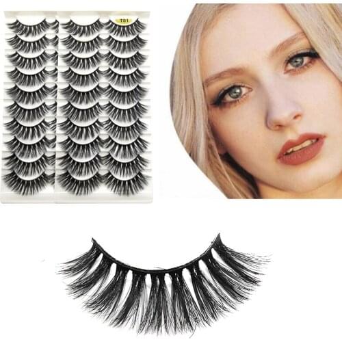 10 Pairs Multipack 5D Soft Mink Hair False Eyelashes Handmade Fluffy Long Lashes Nature Eye Makeup Tools Faux Eye Lashes