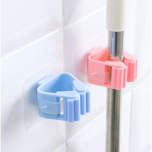 2Pcs Wall Mounted Mop Organizer Holder Hooks On The Wall Broom Hanger Rack Kitchen Tool Shelves Seamless Towel Adhesive Hooks