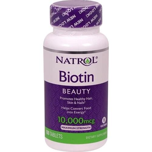 Natrol Biotin 10000 mcg 100 Tablets + Calcium for hair nails skin