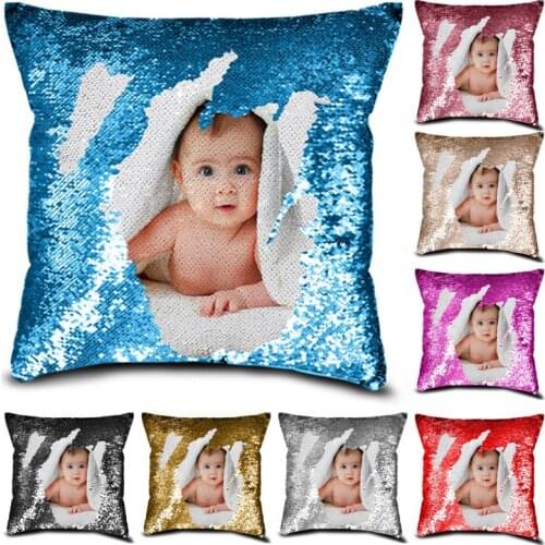 Personalised Photo Your Name Or Text Sequin Pillow Cushion Cover Reveal Magic Gift Mother Of The Bride Groom Bridesmaid Baby Gi