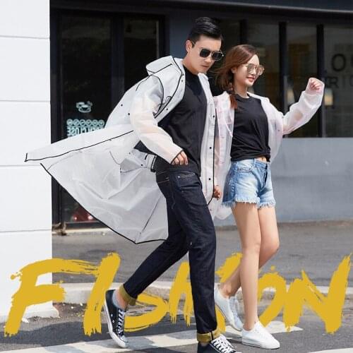 2020 Hot Fashion Men and Women Transparent Pocket Raincoat EVA Thick Rainwear Coat Waterproof Poncho Hiking Tour Hooded Raincoat