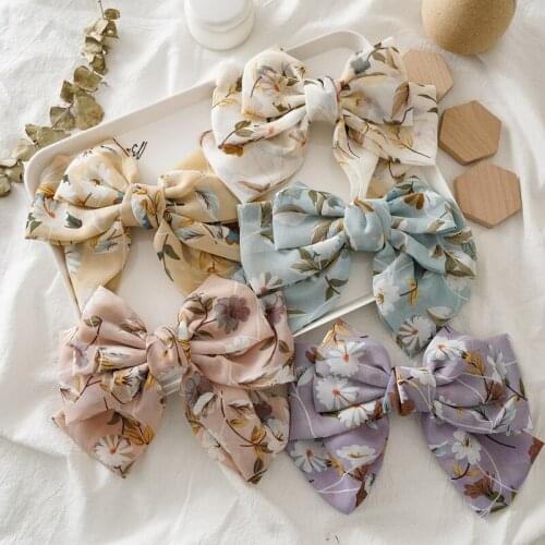 New Korean Fresh Simple Plaid Floral Fabric Bow Duckbill Clip Fashion for Women Girl Children Barrettes Hair Accessories