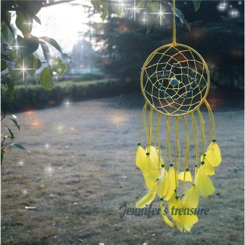 New fashion originality big Hot yellow Dreamcatcher Wind Chimes Indian Style Feather Pendant Dream Catcher Gift