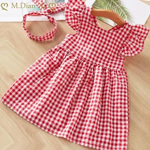 Baby Girls Dresses 2021 Summer Kids Sleeveless Cute Lattice Umbrella Print O-neck A-line Dress Summer Princess Dresses for Girls