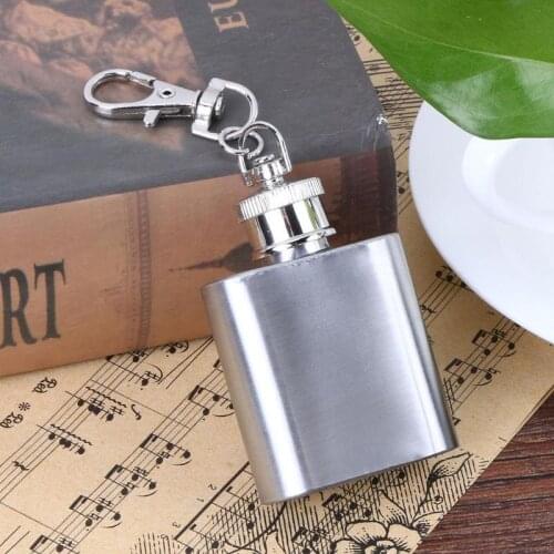 1oz 28ml Portable Mini Stainless Steel Flask Wine Bottle with Keychain