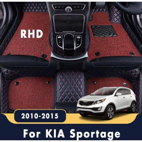 RHD Luxury Double Layer Wire Loop Car Floor Mats Carpets For KIA Sportage SL (3rd Gen) 2015 2014 2013 2012 2011 2010 Accessories