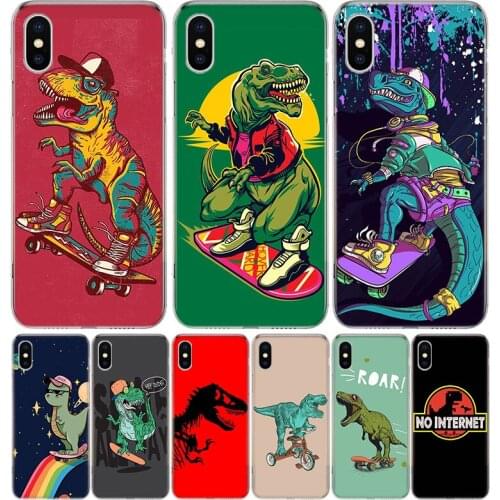 Dinosaur Skate Dude Play Silicon Phone Case For Apple IPhone 11 12 Pro X XR XS Max 7 8 6 6S Plus 7G 6G 5S SE + Pattern Cover Coq