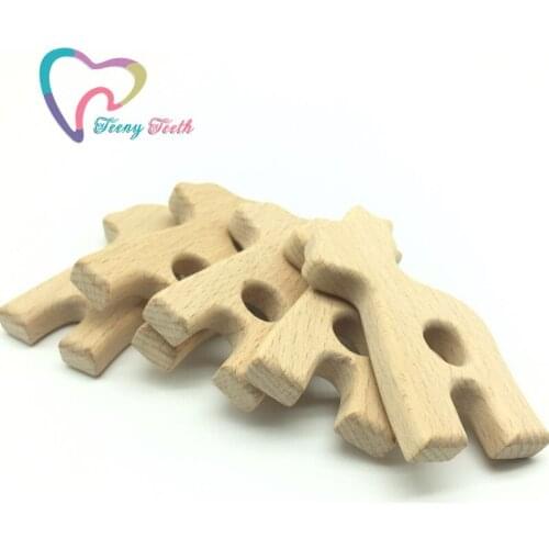 Teeny Teeth 10pcs Handmade Pendants Deer Shape Baby Wood Teether Pendant Toys,Beech Wooden Toys,Cute DIY Teething Accessories