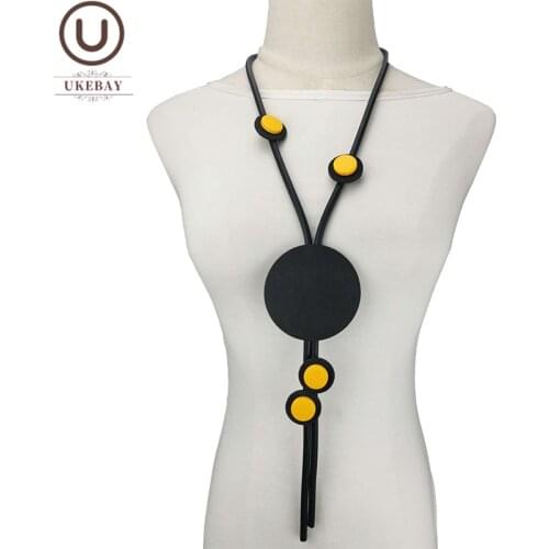 UKEBAY New Long Black Necklaces Women Fashion Design Pendant Necklace Elasticity Sweater Necklaces Wedding Accessories Jewellery