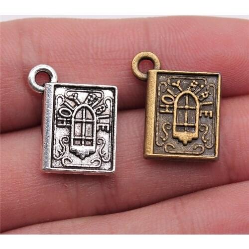 WYSIWYG 3pcs 19x15mm Pendant Bible Bible Charm Pendants For Jewelry Making Antique Silver Color Bible Pendants