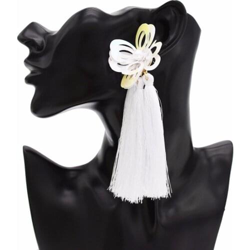 Handmade Big Sequins Silk Cotton Threads Tassel Earrings for Women Fashion Statement Jewelry Women Dangle Earrings Wholesale