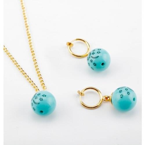 Anime The Seven Deadly Sins Charm Necklaces Elizabeth Liones Blue Sun Stars Moon Pendant Necklace For Women Choker Jewelry