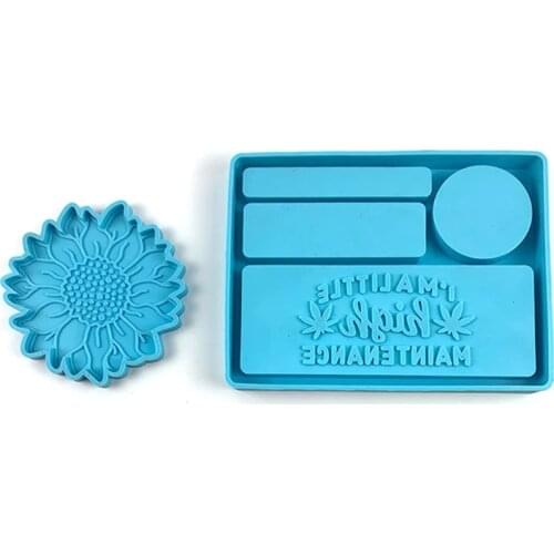 1 Set Rolling Tray Epoxy Resin Mold Jewelry Storage Holder Silicone Mould DIY Crafts Serving Board Cup Mat Coaster Tool