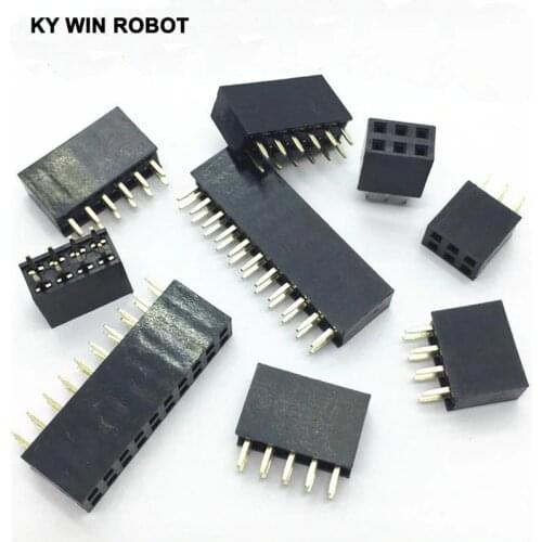 10Pcs 2.54mm 2x2/3/4/5/6/7/8/9/10/11/12/13/14/15/16/20/25/30/40 Pin Stright Female Double Row Pin Header Strip PCB Connector