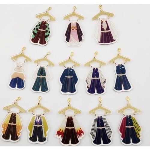 10pcs/lot Anime Demon Slayer: Kimetsu no Yaiba Clothing accessories key chain key ring Animation key chain pendant toy gift