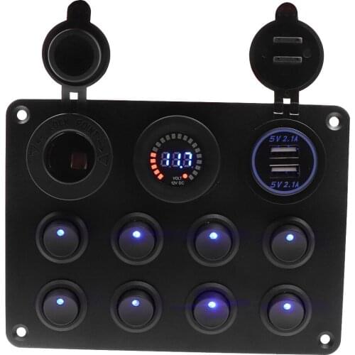 12V 8 Gang Waterproof Car Marine Boat Circuit Breaker For Car Boat RV Truck ATV UTV Camper Caravan