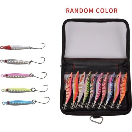 5 Pcs/Lot New Metal Jig Spoon Lure 3G/3.4cm Artificial Bait & 10Pcs Fishing Lure Set 13.5CM 20G Wood Shrimp Fishing Bait
