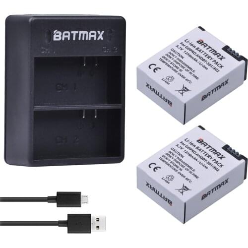 Batmax 2pcs AHDBT-301 Rechargeable Battery Pack+USB Dual Charger AHDBT-302 for Gopro Hero 3/3 Hero3 Hero3 Camera Hero3 Go Pro