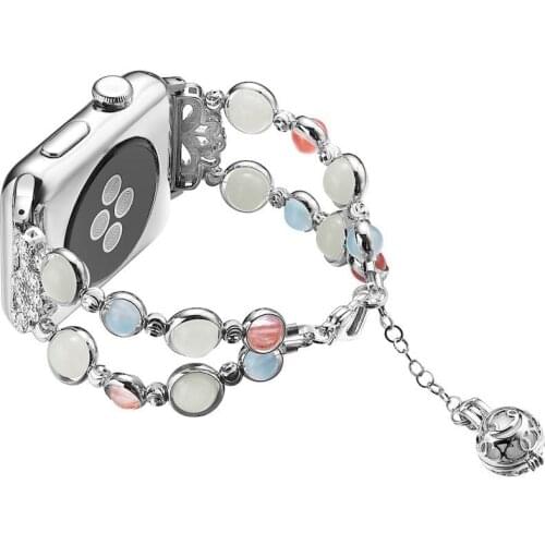 Women Luxury Luminous Bracelet for Apple Watch Series 40MM 44MM 38MM 42MM Watch Band for iWatch 6 5 4 3 2 1 SE Beads Strap