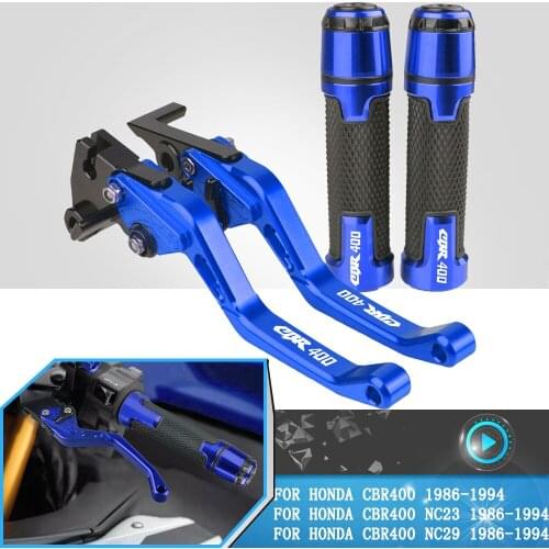 For Honda CBR400 CBR 400 NC23 NC29 1986-1989 1990 1991 1992 1993 1994 Motorcycle Adjustable Brake Clutch Levers+Grip Accessories