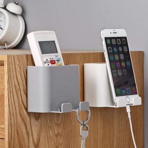 Home Wall Mounted Storage Box Remote Control Storage Organizer Case For Air Conditioner TV Mobile Phone Plug Holder Stand Rack