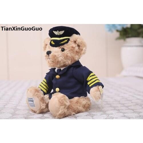 Captain units bear cartoon teddy bear plush toy large 32cm soft doll throw pillow birthday gift b0708