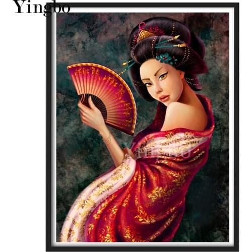 5D DIY Full Square Round Diamond Painting Japanese Geisha woman Cross Stitch Diamond Embroidery Portrait mosaic Home Decor