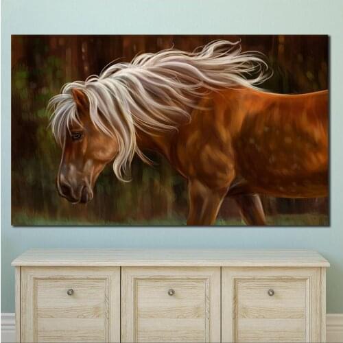 Large size Printing Oil Painting Horses Painting Art Brown wall art canvas print pictures for living room and bedroom No Frame