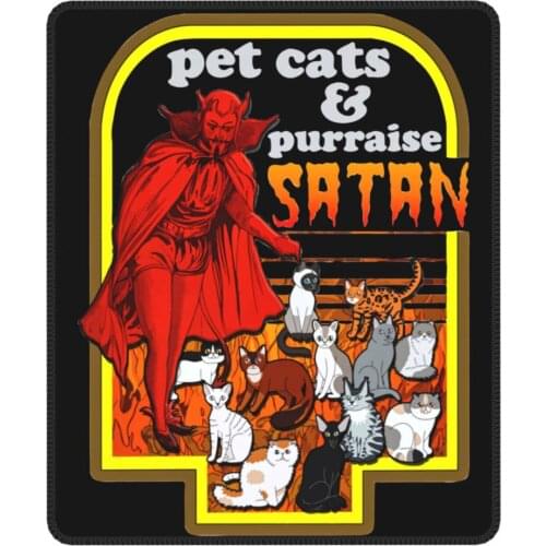 Dark Lord Cat Lucifer Evil And Purraise Satan Mouse Pad Japanese Retro Monster Kaiju Mouse Mats Rubber Gamer Computer Laptop Pad