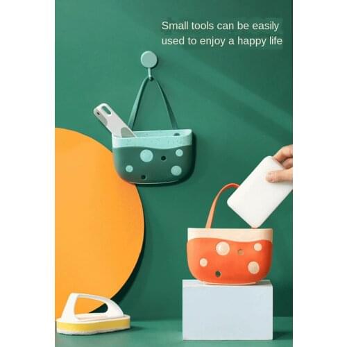 Kitchen Sink Drain Basket Hanging Bag Hole-Free Dish Washing Sink Faucet Sponge Storage Rack Storage Basket