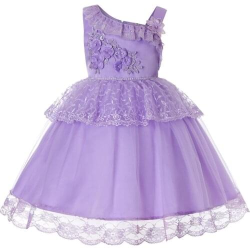 Summer hot-selling new childrens dress lace girls piano performance costume Childrens Day small host dress