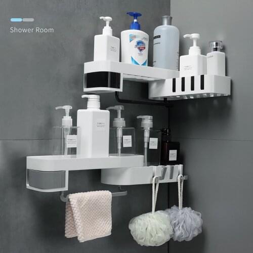 Multi-function Rotating Storage Rack Adjustable Bathroom Kitchen Shelf Wall Corner Shower Rack Bath Basket Storage
