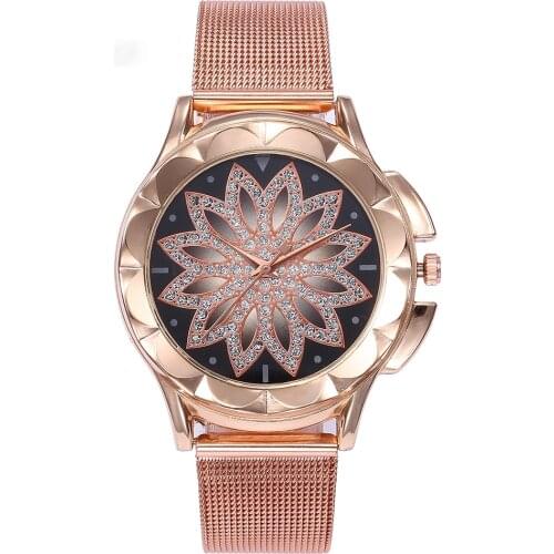 2019 Fashion Ladies Watch Women Leather Strap Rhinestone Quartz Womens Watch Gift Rose Gold Clock reloje mujer montre femme