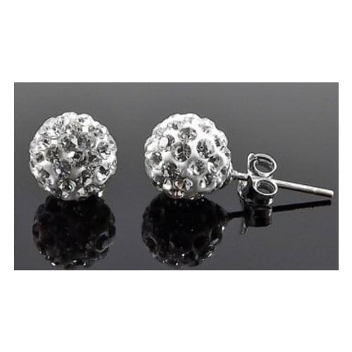 Can Mix Color DHL Free 10mm hty45 crystal Stud Earrings Micro Pave Disco Ball Clay crystal Earring Studs hot earrings
