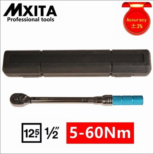 MXITA Accuracy 3% 1/2 5-60Nm High precision professional Adjustable Torque Wrench car Spanner car Bicycle repair hand tools set