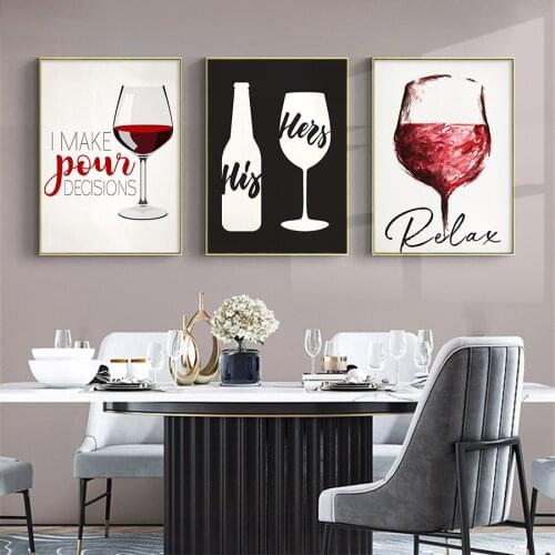Kitchen Canvas Red Wine Poster Vintage Prints Dining Room Painting Scandinavian Picture Modern Restaurant Wall Art Home Decor