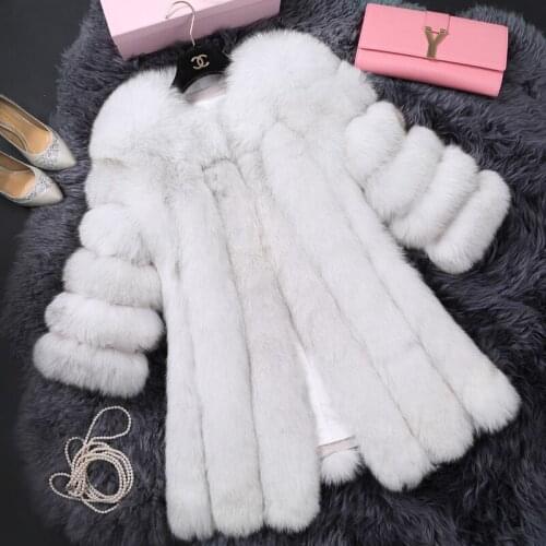2018 New Direct Selling Fur Single Three Quarter Regular O-neck Fur Vest Coat Finland Coat Seven Quarter And Long Fox fur coat