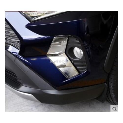 ABS Chrome/Carbon fiber Front Fog Lamp Light Decoration Frame Cover Trim For Toyota RAV4 2019 2020 Car Accessories 2PCS