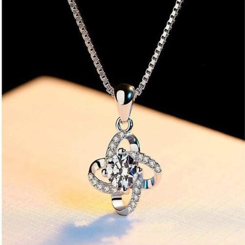 Popular 925 Silver Mosaic Zircon Clover Dangle Pendant Trendy Fashion Charm Jewelry Accessories Amulet Gifts for Women Her