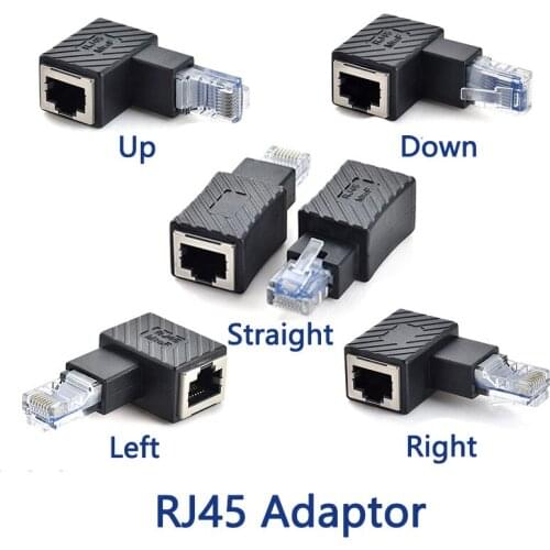 RJ45 Male To Female Converter 90 Degree Extension Adapter for Cat5 Cat6 LAN Ethernet Network Cable Connector Extender