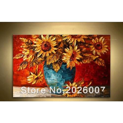 Hand Made Texture painting Sunflowers ABSTRACT flower Palette Knife Texture floral art Nizamas wall decor