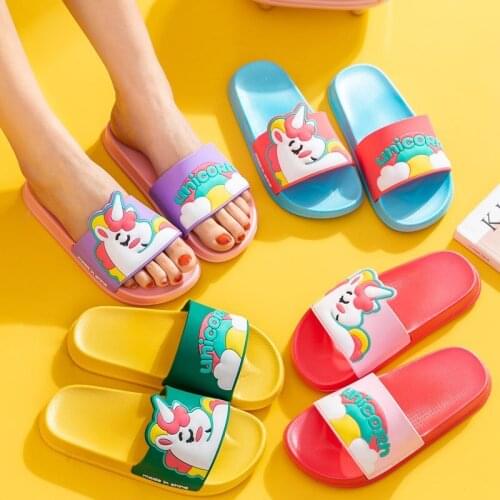 Kids Summer Shoes Cute Cartoon Unicorn Slippers for Girls Children Beach Shoes Sandals Baby Bathroom Slippers Funny Slippers