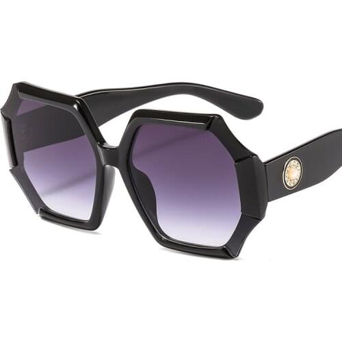 Retro Unique Oversized Sunglasses Women Men Fashion Eyewear Unisex Trendy Pearl Polygon Sun Glasses Shades UV400 Gafas De Sol