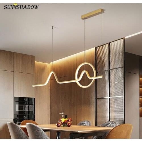 Dining room Kitchen Modern Led Pendant Light Gold Body Decoration Chandelier Pendant Lamp for Home Hanging Lamp 110V 220V 38W