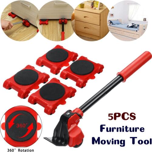 Heavy Duty Furniture Lifter Transport Tool Furniture Mover set 4 Move Roller 1 Wheel Bar for Lifting Moving Furniture Helper