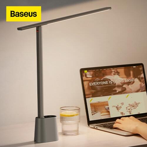 Baseus LED Desk Lamp Eye Protect Study Dimmable Office Light Foldable Table Lamp Smart Adaptive Brightness Bedside Lamp For Read
