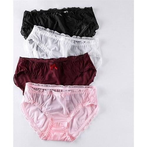 Lovely net gauze underwear sexy transparent girl in low waist briefs Soft quick dry cotton crotch bread pants T1003