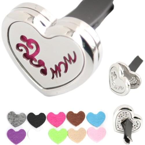 AMYA Jewelry Heart 30mm Diffuser 316 Stainless Steel Car Aroma Locket Essential Oil Car Diffuser Lockets Free Pads